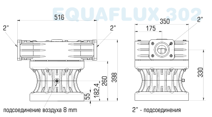 Внешние и установочные размеры (мм) EQUAFLUX 302