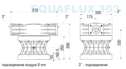 Внешние и установочные размеры (мм) EQUAFLUX 303