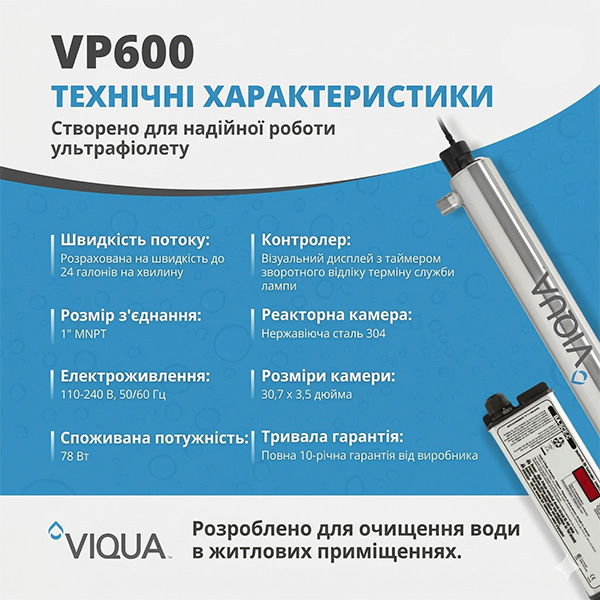 Ультрафіолетова система VIQUA Sterilight VP600/2 заміна старої Sterilight SC-600/2